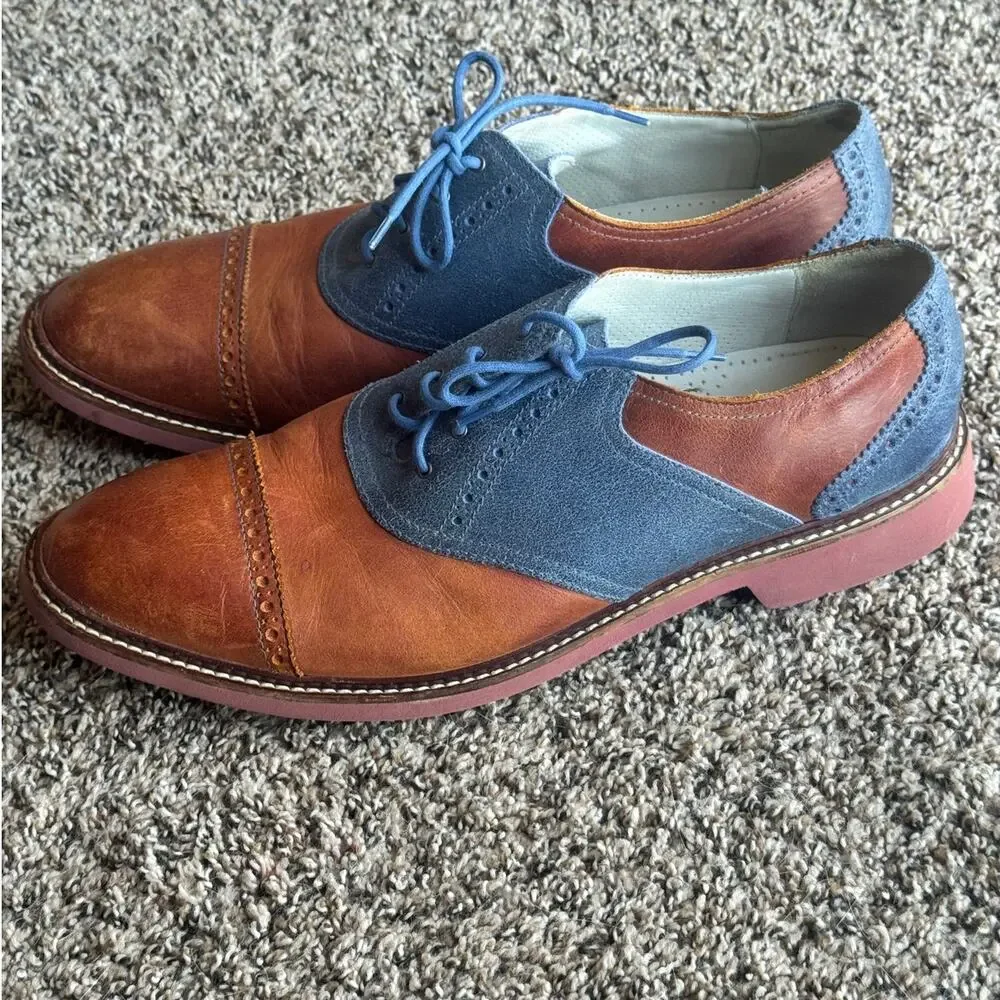 Cole Haan Saddle Oxford Shoes Brown Leather & Blue Suede Men’s Size 11.5